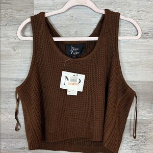 Nina Parker Chocolate Brown Knit Crop Top